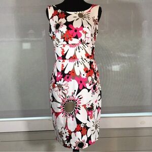 London Times Floral Midi Dress - Black, White, Pink, Red